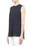 Front View - Click To Enlarge - VINCE - Pleated-back silk-chiffon sleeveless blouse