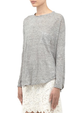 Front View - Click To Enlarge - VINCE - Linen long-sleeve T-shirt