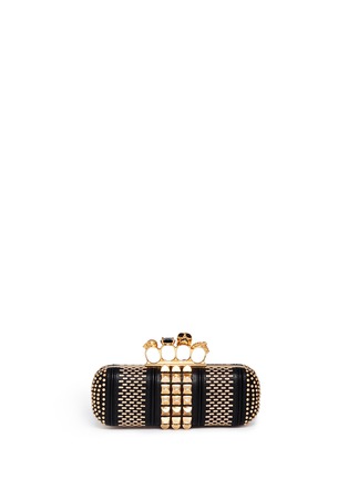 Main View - Click To Enlarge - ALEXANDER MCQUEEN - Stud leather knuckle skull box clutch