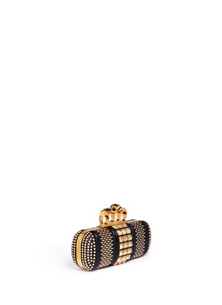 Figure View - Click To Enlarge - ALEXANDER MCQUEEN - Stud leather knuckle skull box clutch