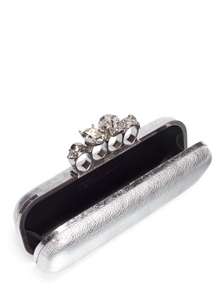 Detail View - Click To Enlarge - ALEXANDER MCQUEEN - Metallic leather knuckle box clutch