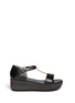 Main View - Click To Enlarge - CLERGERIE - Paque metallic T-strap wedge sandals