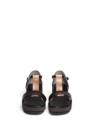 Figure View - Click To Enlarge - CLERGERIE - Paque metallic T-strap wedge sandals