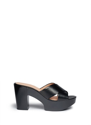 Main View - Click To Enlarge - CLERGERIE - 'Cross' leather platform mules