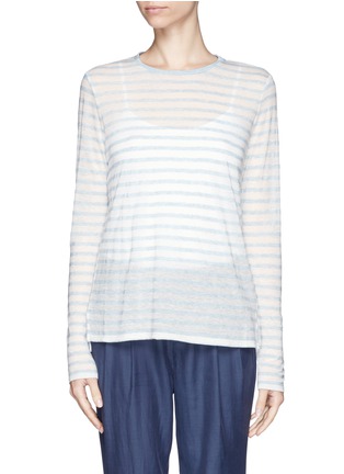 Main View - Click To Enlarge - VINCE - Striped long tissue jersey tee