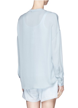 Back View - Click To Enlarge - VINCE - Collarless silk blouse