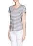 Front View - Click To Enlarge - VINCE - Stripe linen-cotton T-shirt