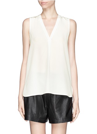 Main View - Click To Enlarge - VINCE - V-neck trim silk blouse