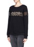 Front View - Click To Enlarge - SANDRO - 'Torr' sheer lace trim sweatshirt