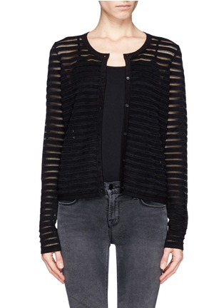 Main View - Click To Enlarge - SANDRO - 'Gloria' open knit stripe cardigan