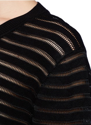 Detail View - Click To Enlarge - SANDRO - 'Stone' open knit stripe sweater