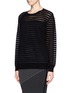 Front View - Click To Enlarge - SANDRO - 'Stone' open knit stripe sweater