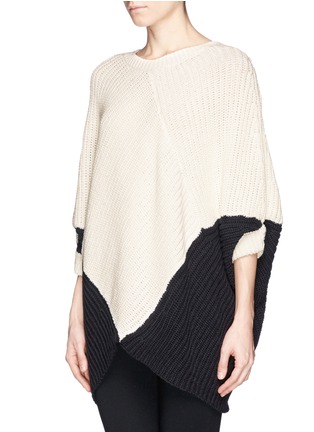 Front View - Click To Enlarge - MAJE - 'Kassiope' bicolour poncho sweater
