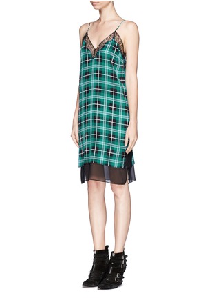 Figure View - Click To Enlarge - SANDRO - Silk check lace dress