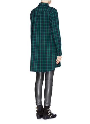 Back View - Click To Enlarge - MAJE - 'Grungy' leather pocket plaid shirt dress
