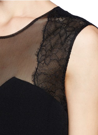Detail View - Click To Enlarge - SANDRO - 'Rozabel' sheer lace yoke shift dress
