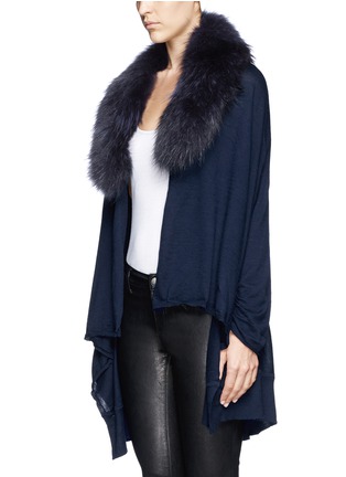 Front View - Click To Enlarge - ALICE & OLIVIA - 'Izzy' raccoon fur collar cascade wool-cashmere cardigan