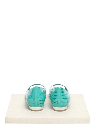 Back View - Click To Enlarge - COLE HAAN - Astoria perforated patent-leather ballerina flats