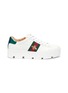 Main View - Click To Enlarge - GUCCI - 'New Ace' bee embroidered web stripe platform leather sneakers