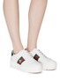 Figure View - Click To Enlarge - GUCCI - 'New Ace' bee embroidered web stripe platform leather sneakers