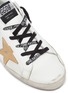 Detail View - Click To Enlarge - GOLDEN GOOSE - 'Superstar' glitter tab slogan lace leather sneakers