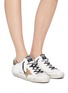 Figure View - Click To Enlarge - GOLDEN GOOSE - 'Superstar' glitter tab slogan lace leather sneakers