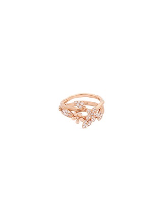 Main View - Click To Enlarge - ANYALLERIE - 'Mini Flower' diamond 18k rose gold convertible ring