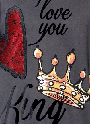 Detail View - Click To Enlarge - - - Floral heart appliqué crown print sweatshirt