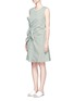 Front View - Click To Enlarge - VICTORIA, VICTORIA BECKHAM - Double knot front stripe poplin dress