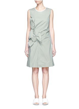 Main View - Click To Enlarge - VICTORIA, VICTORIA BECKHAM - Double knot front stripe poplin dress