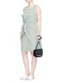 Figure View - Click To Enlarge - VICTORIA, VICTORIA BECKHAM - Double knot front stripe poplin dress