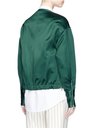 Back View - Click To Enlarge - VICTORIA, VICTORIA BECKHAM - Tie front collarless satin bomber jacket