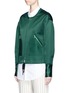 Front View - Click To Enlarge - VICTORIA, VICTORIA BECKHAM - Tie front collarless satin bomber jacket