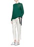 Figure View - Click To Enlarge - VICTORIA, VICTORIA BECKHAM - Drawstring ribbon waist wool sweater