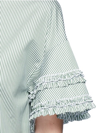 Detail View - Click To Enlarge - VICTORIA, VICTORIA BECKHAM - Ruffle trim sleeve stripe boxy top