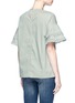 Back View - Click To Enlarge - VICTORIA, VICTORIA BECKHAM - Ruffle trim sleeve stripe boxy top
