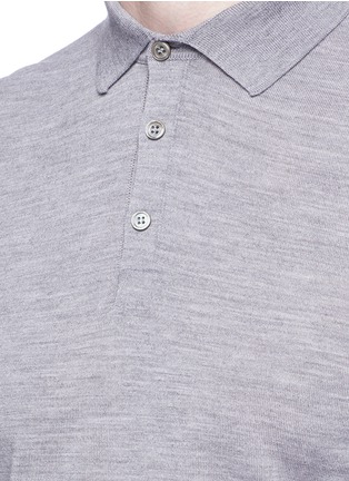 Detail View - Click To Enlarge - LARDINI - Wool knit long sleeve polo shirt