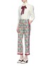 Figure View - Click To Enlarge - GUCCI - Floral brooch web bow poplin shirt