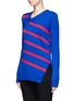 Front View - Click To Enlarge - PROENZA SCHOULER - Asymmetric button stripe cashmere-cotton sweater