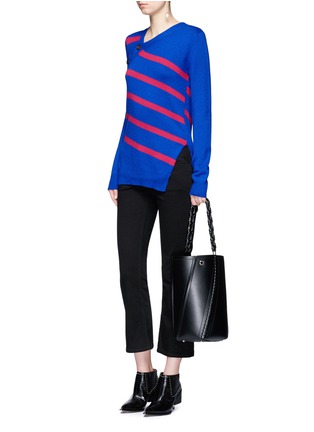 Figure View - Click To Enlarge - PROENZA SCHOULER - Asymmetric button stripe cashmere-cotton sweater