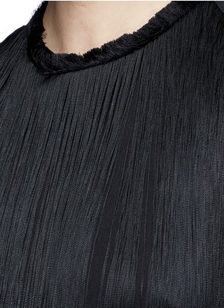 Detail View - Click To Enlarge - STELLA MCCARTNEY - 'Maurice' fringe overlay stretch cady dress