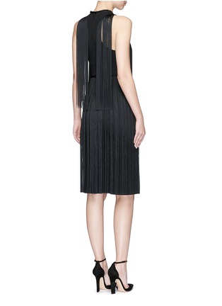 Back View - Click To Enlarge - STELLA MCCARTNEY - 'Maurice' fringe overlay stretch cady dress