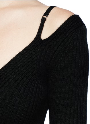 Detail View - Click To Enlarge - ALEXANDER WANG - Cutout back cold shoulder rib knit top