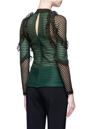 Back View - Click To Enlarge - SELF-PORTRAIT - 'Forest' ruffle fishnet effect mesh top