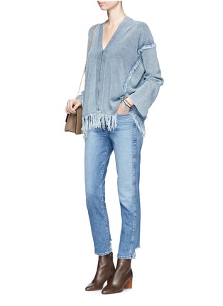 Figure View - Click To Enlarge - CHLOÉ - Fringed V-neck sweater