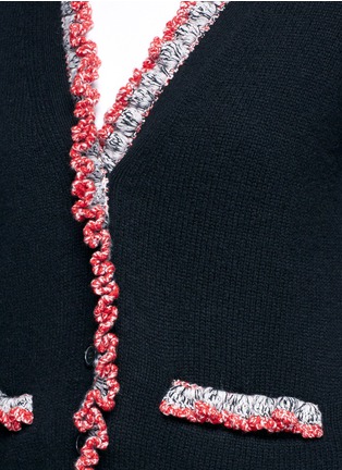 Detail View - Click To Enlarge - ALEXANDER MCQUEEN - Crochet ruffle cashmere cardigan