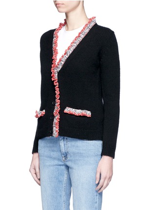 Front View - Click To Enlarge - ALEXANDER MCQUEEN - Crochet ruffle cashmere cardigan