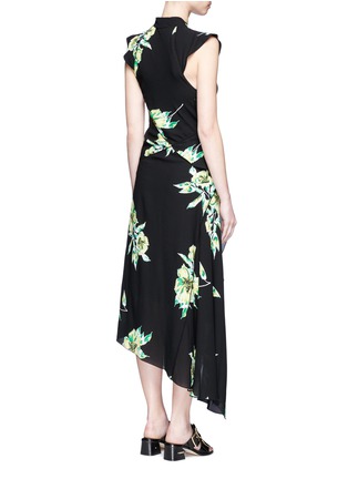 Back View - Click To Enlarge - PROENZA SCHOULER - Floral print silk crepe asymmetric dress