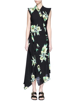 Main View - Click To Enlarge - PROENZA SCHOULER - Floral print silk crepe asymmetric dress