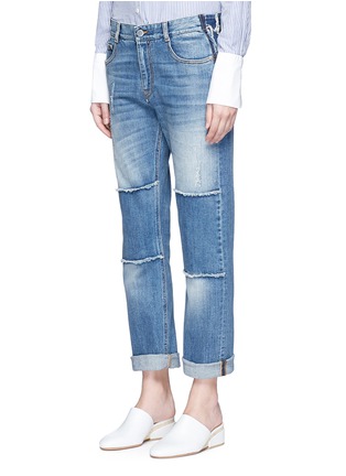 Front View - Click To Enlarge - STELLA MCCARTNEY - Knee patch straight leg jeans
